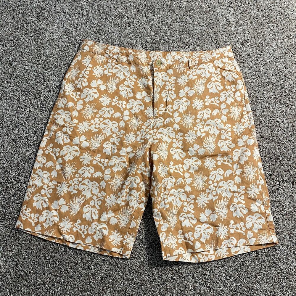 Isle Bay Linens Shorts Mens 36 Floral‎ Print Linen Cotton Casual Summer Beach